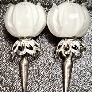 Artisan Silver and Cream Drop Earrings